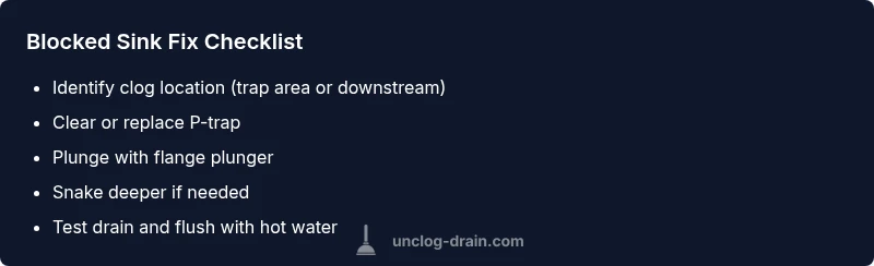 Checklist for unclogging a sink