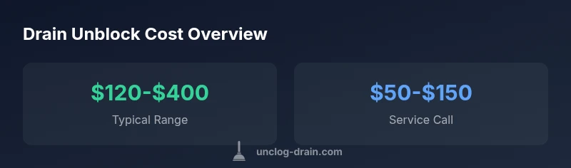 Statistical infographic showing drain unclog cost ranges