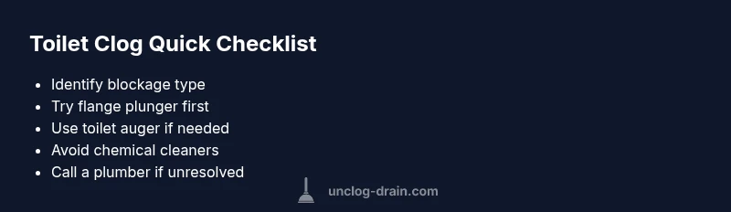 Checklist infographic for unclogging a toilet