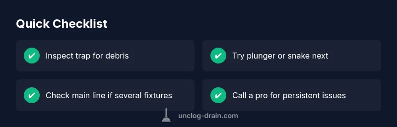 Checklist for locating and clearing a drain clog