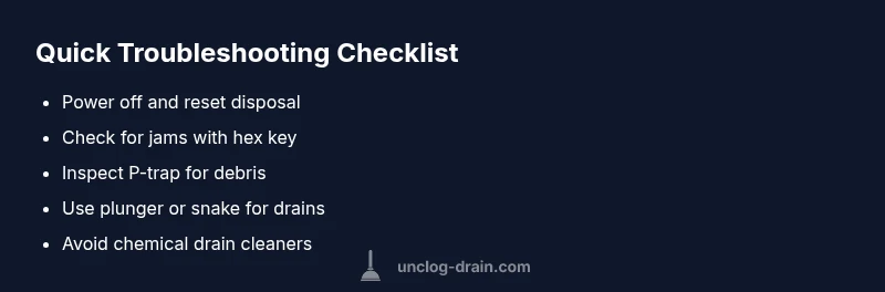 Checklist for troubleshooting garbage disposal and sink drainage