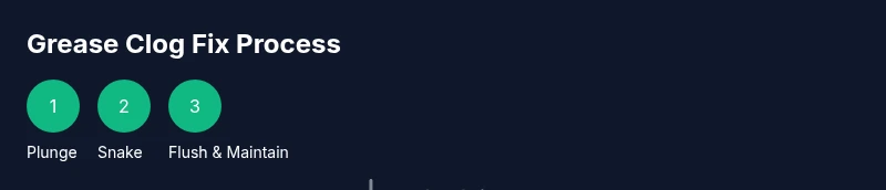 Infographic showing a three-step grease unclogging process