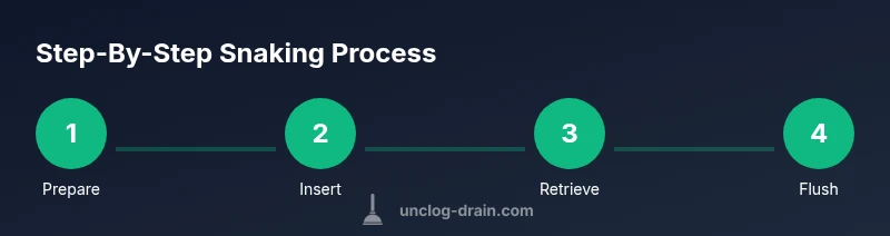 Process diagram showing drain snaking steps
