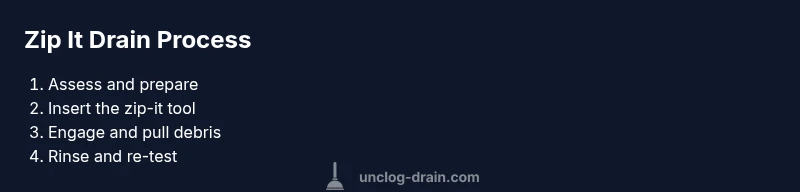 Infographic showing the Zip It drain unclog process