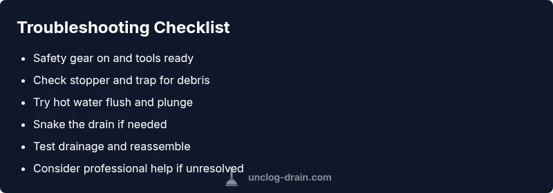 Checklist for troubleshooting a clogged kitchen sink