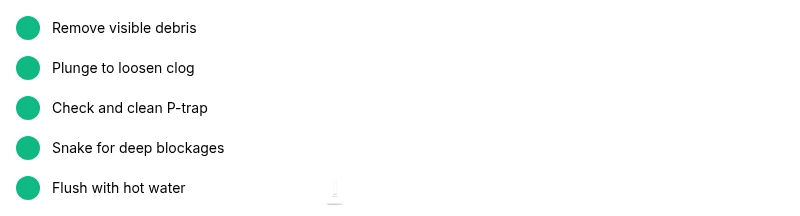 Checklist infographic for unclogging a shower drain