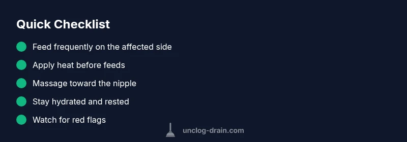 Checklist for unclogging a milk duct
