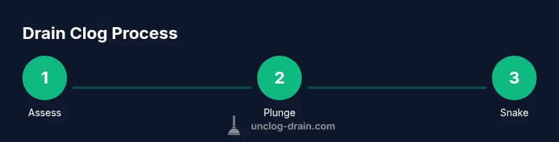 Infographic showing steps to unclog a drain