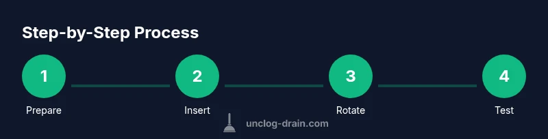 Illustration showing a drain snake being used to unclog a shower drain