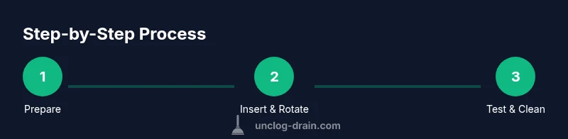 Process steps for unclogging a toilet with a snake