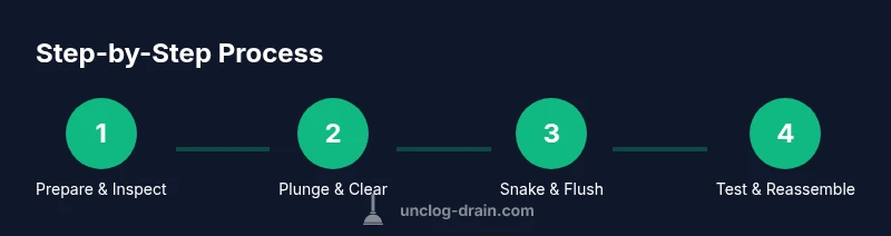 Infographic showing a step-by-step process to unclog a Big Chief cart drain