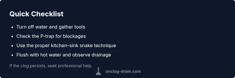 Checklist for unclogging a kitchen sink