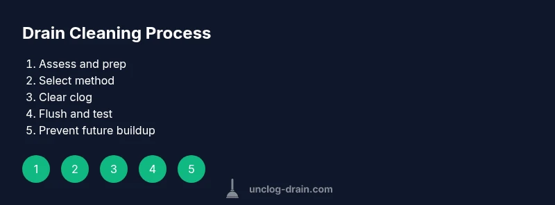 Infographic showing steps to clean a drain