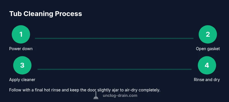 Infographic showing step-by-step tub cleaning process for IFB washers