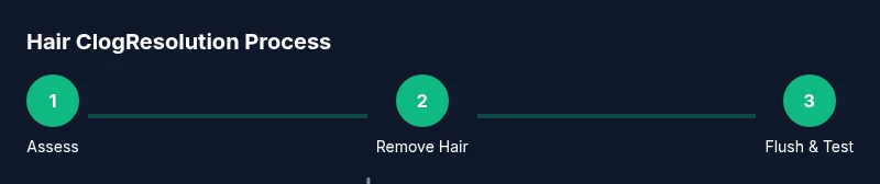 Process infographic showing steps to unclog tub drain hair