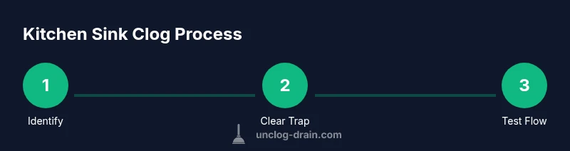Process diagram for unclogging a kitchen sink steps