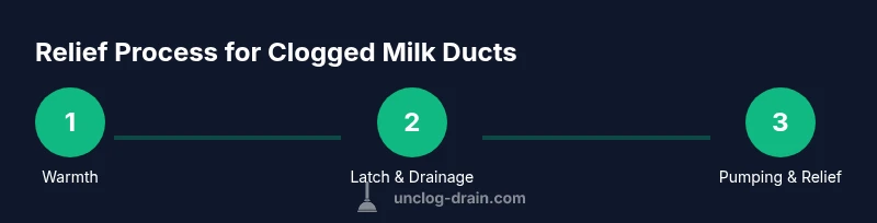 Infographic showing steps to relieve clogged milk ducts