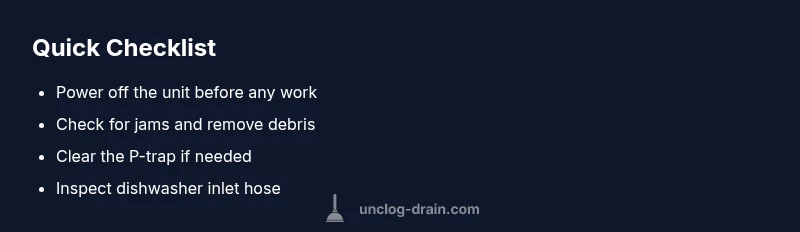 Checklist for unclogging a garbage disposal drain