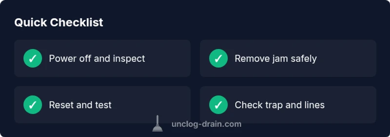 Checklist for unclogging a garbage disposal